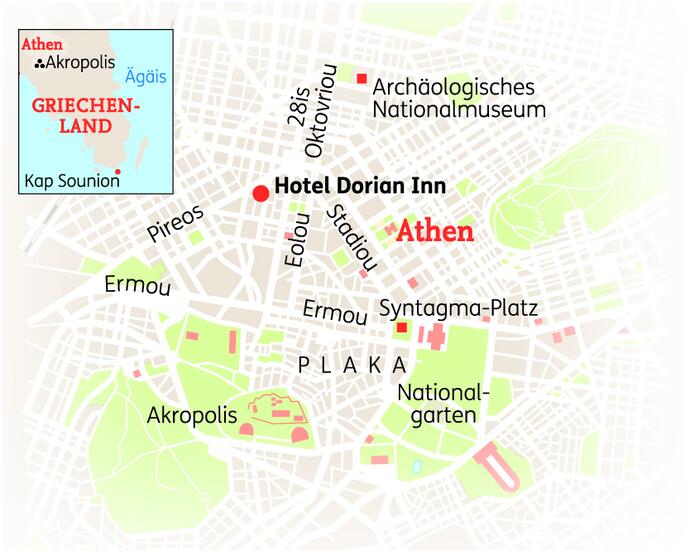 Reiseroute der 5 Tage Athen Reise