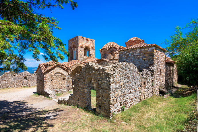Ruinen der mittelalterlichen Geisterstadt Mystras
