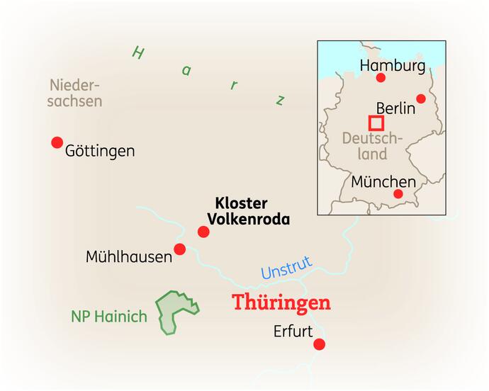 Reiseroute der 6 Tage Kloster Volkenroda Reise