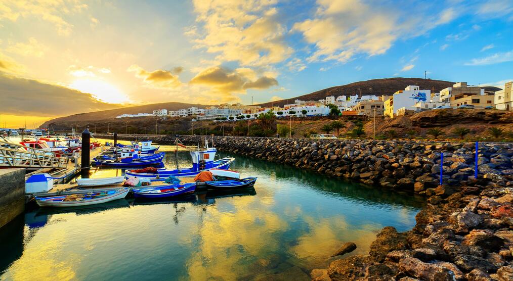 Sonnenuntergang Hafen Fuerteventura Kanaren Reisen
