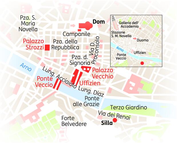 Reiseroute der 5 Tage Florenz & Toskana Reise