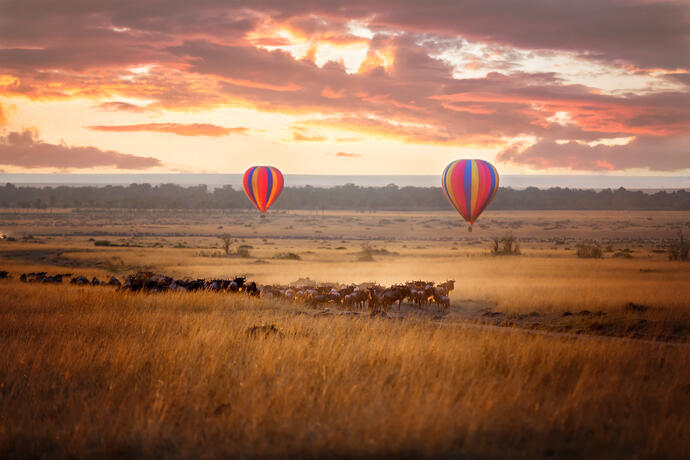 Heißluftballon über der Masai Mara 