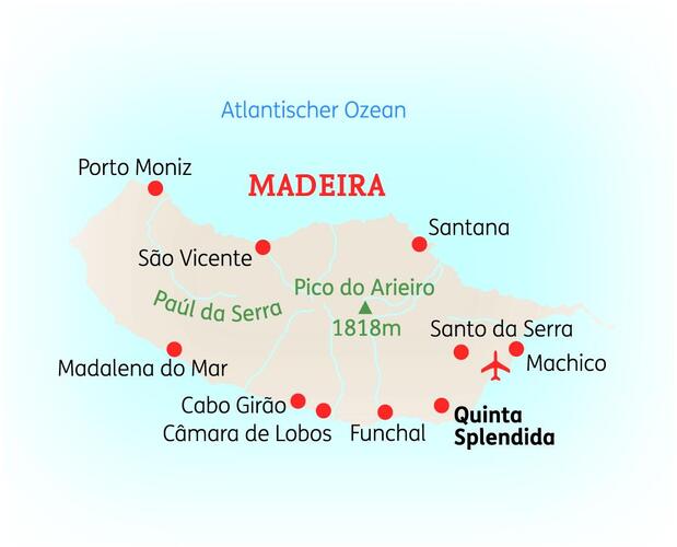 Karte der 8-tägigen Madeira Standortreise