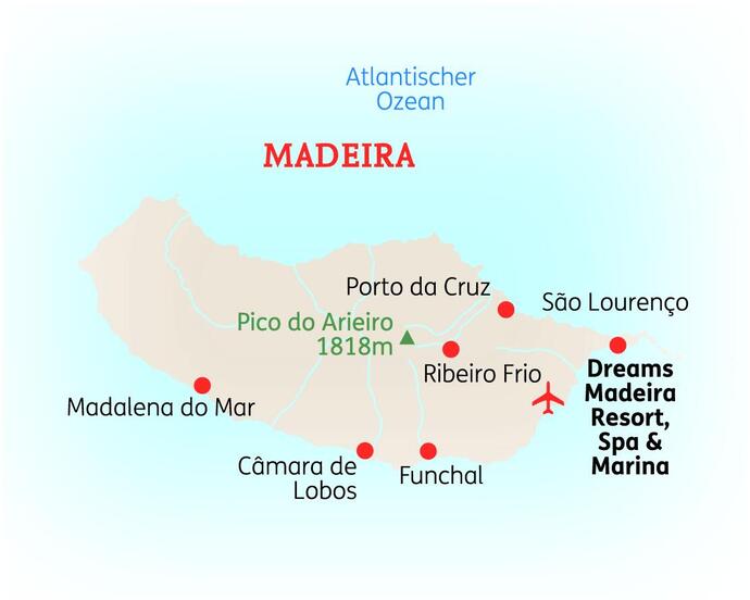 Reiseroute der 8 Tage Madeira Reise