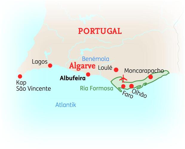 Reiseroute der 8 Tage Algarve Reise