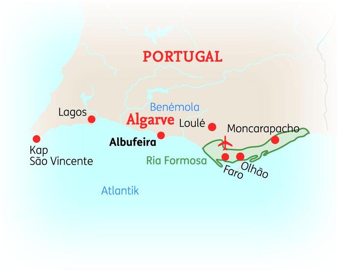 Reiseroute der 8 Tage Algarve Reise