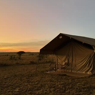 Lodge bei Sonnenuntergang