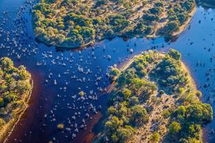 Luftaufnahme vom Okavango Delta