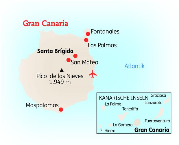 Reiseroute der 8 Tage Gran Canaria Reise