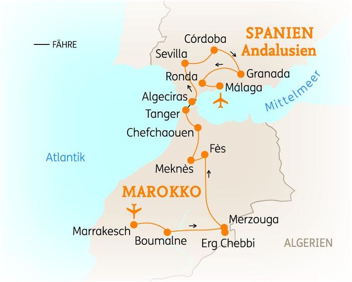 12 Tage Marokko und Andalusien Rundreise Höhepunkte 2020