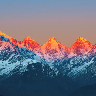 Sonnenuntergang im Himalaya-Gebirge