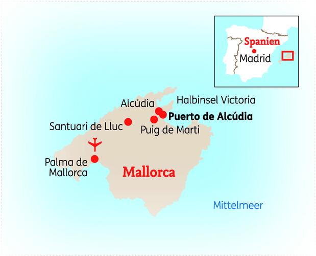 Reiseroute der 8 Tage Mallorca Reise