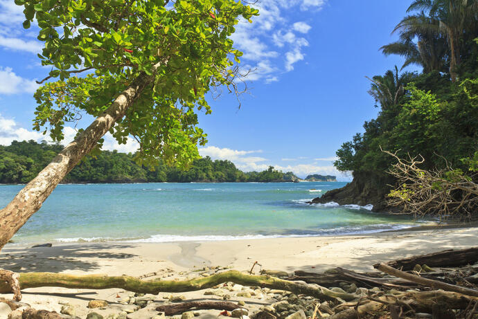 Blick auf den Strand in Manuel Antonio auf einer Costa Rica Rundreise mit SKR