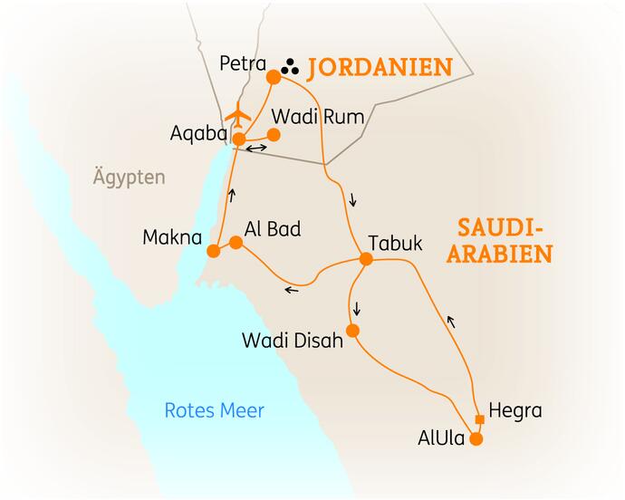 8 Tage Jordanien & Saudi Arabien Rundreise Höhepunkte 2023