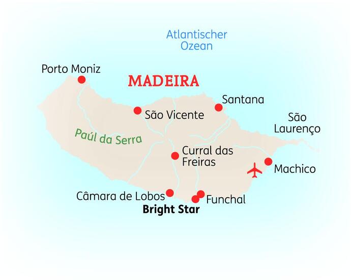 Karte der 10-tägigen Madeira Standortreise