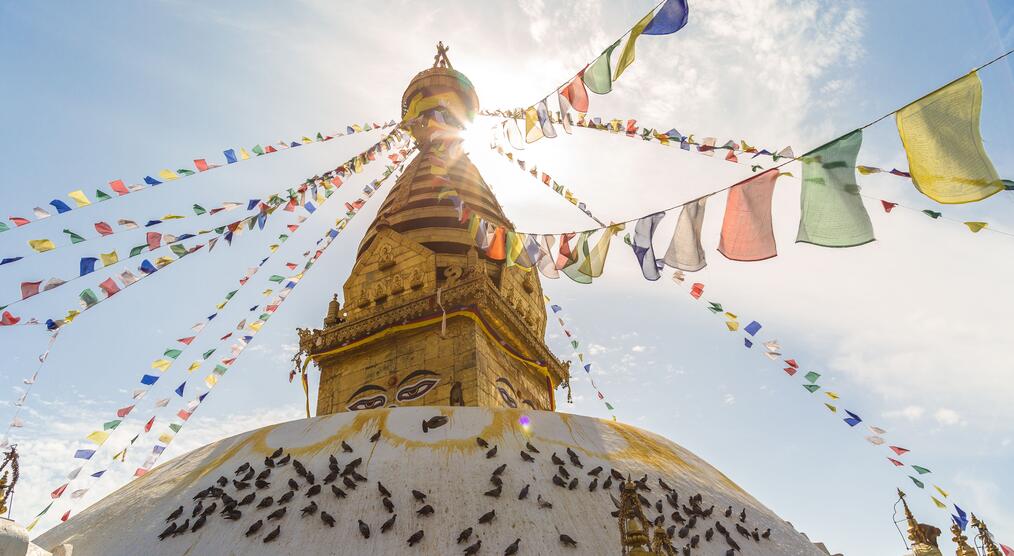 Kathmandu Monkey Temple im Sonnenlicht