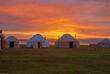 Sonnenuntergang am Yurt Camp am Song Kol See
