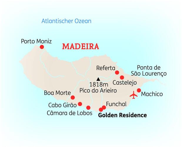 Reiseroute der 8 Tage Madeira Reise