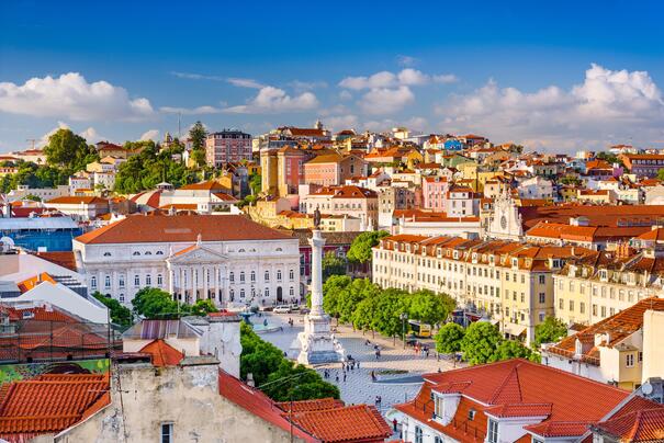 Blick auf Rossio in Lissabon