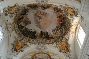 Kunstvolle Deckenmalerei in der Basilika; Ottobeuren