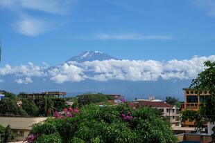 Moshi mit Blick auf den Kilimanjaro