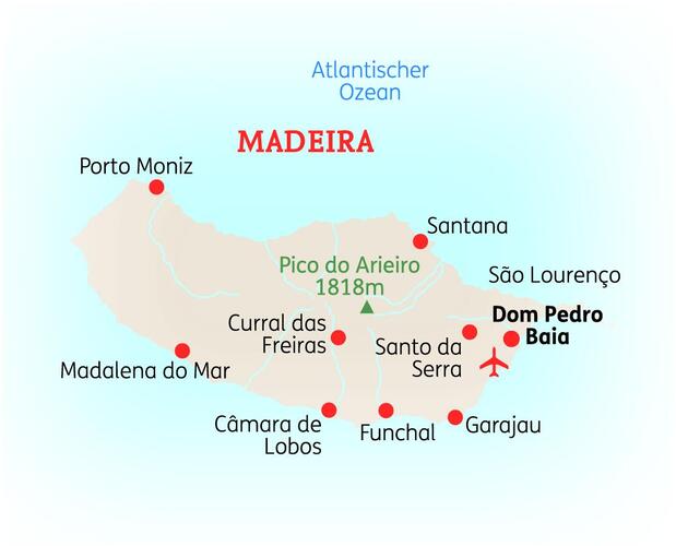 Reiseroute der 15 Tage Madeira Reise