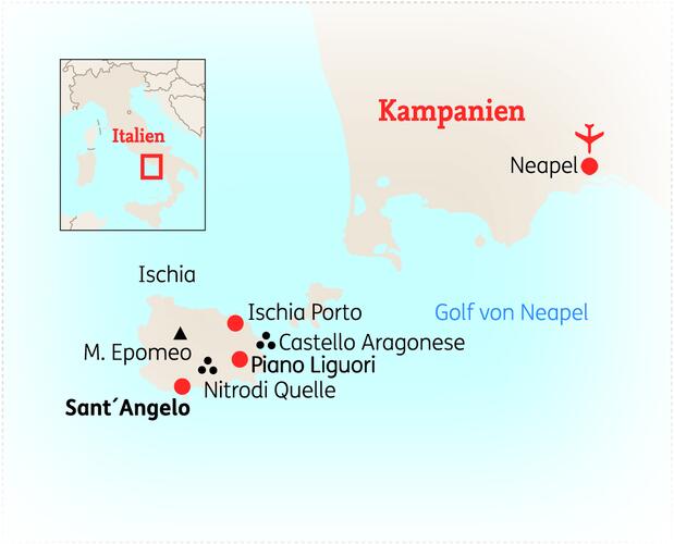 Reiseroute der 8 Tage Ischia & Golf von Neapel Reise