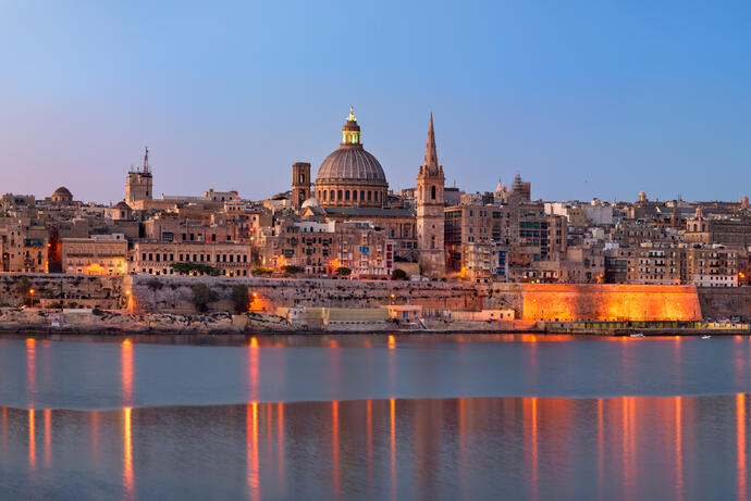 Blick auf Valletta am Morgen, Malta
