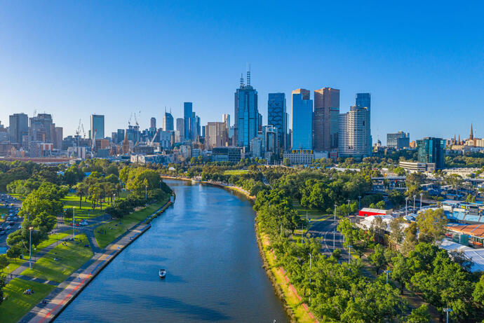 Der Yarra-Fluss in Melbourne in Australien