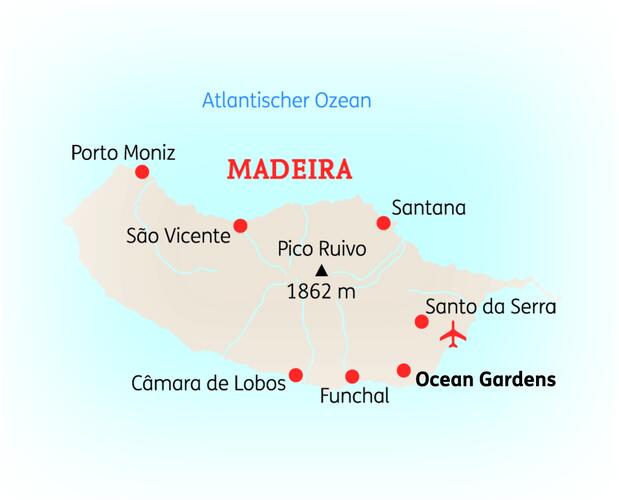 Reiseroute der 8 Tage Madeira Reise
