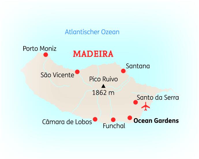 Reiseroute der 8 Tage Madeira Reise
