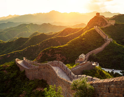 Chinesische Mauer bei Sonnenuntergang