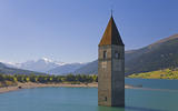 Kirchturm im Reschener See