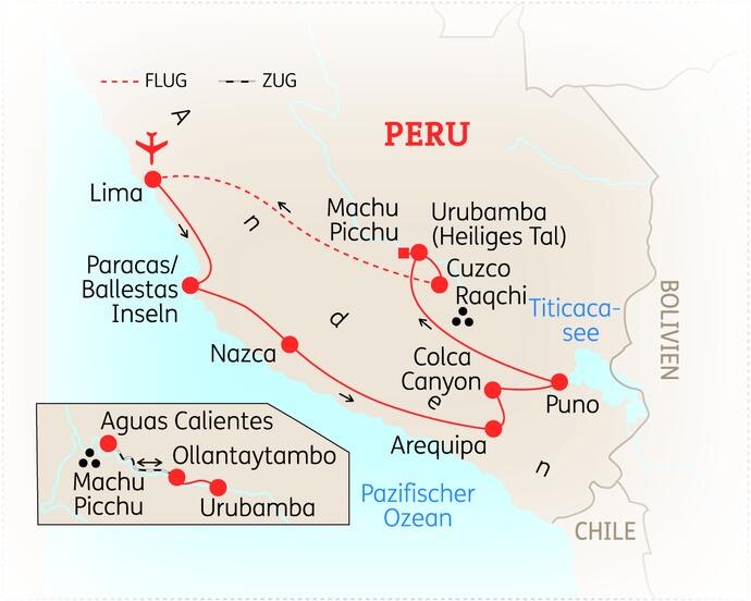 Reiseroute der 15 Tage Peru Reise