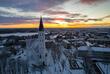 Blick auf das verschneite Siauliai