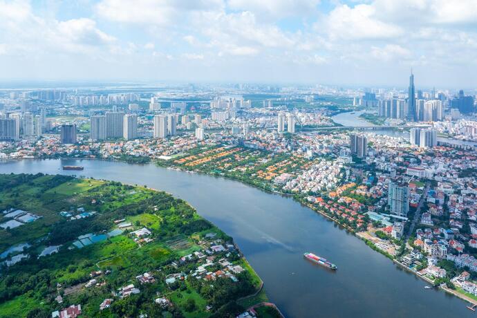 Ho-Chi-Minh-Stadt in Vietnam von oben