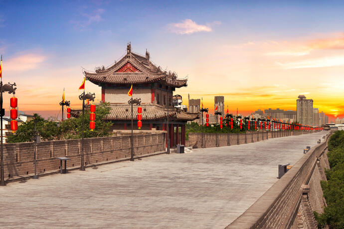 Die alten Stadtmauern von Xi‘an in China